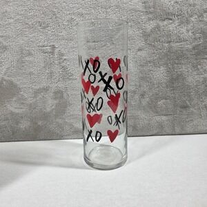 XO Heart Vase Glass Tall Love 10 inch Tall